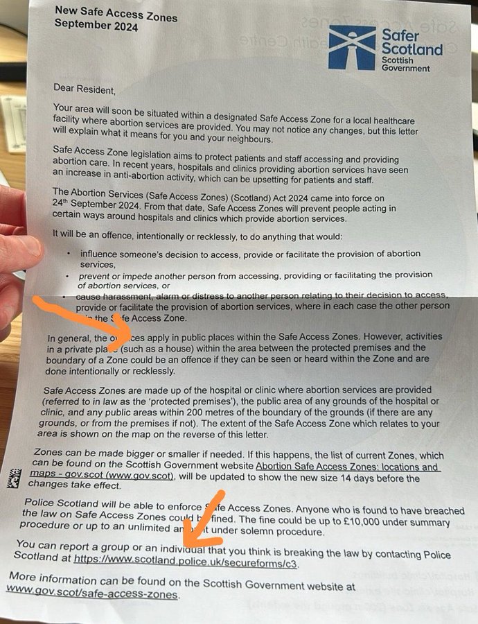Anwohnerbrief Safe Access Zone Schottland