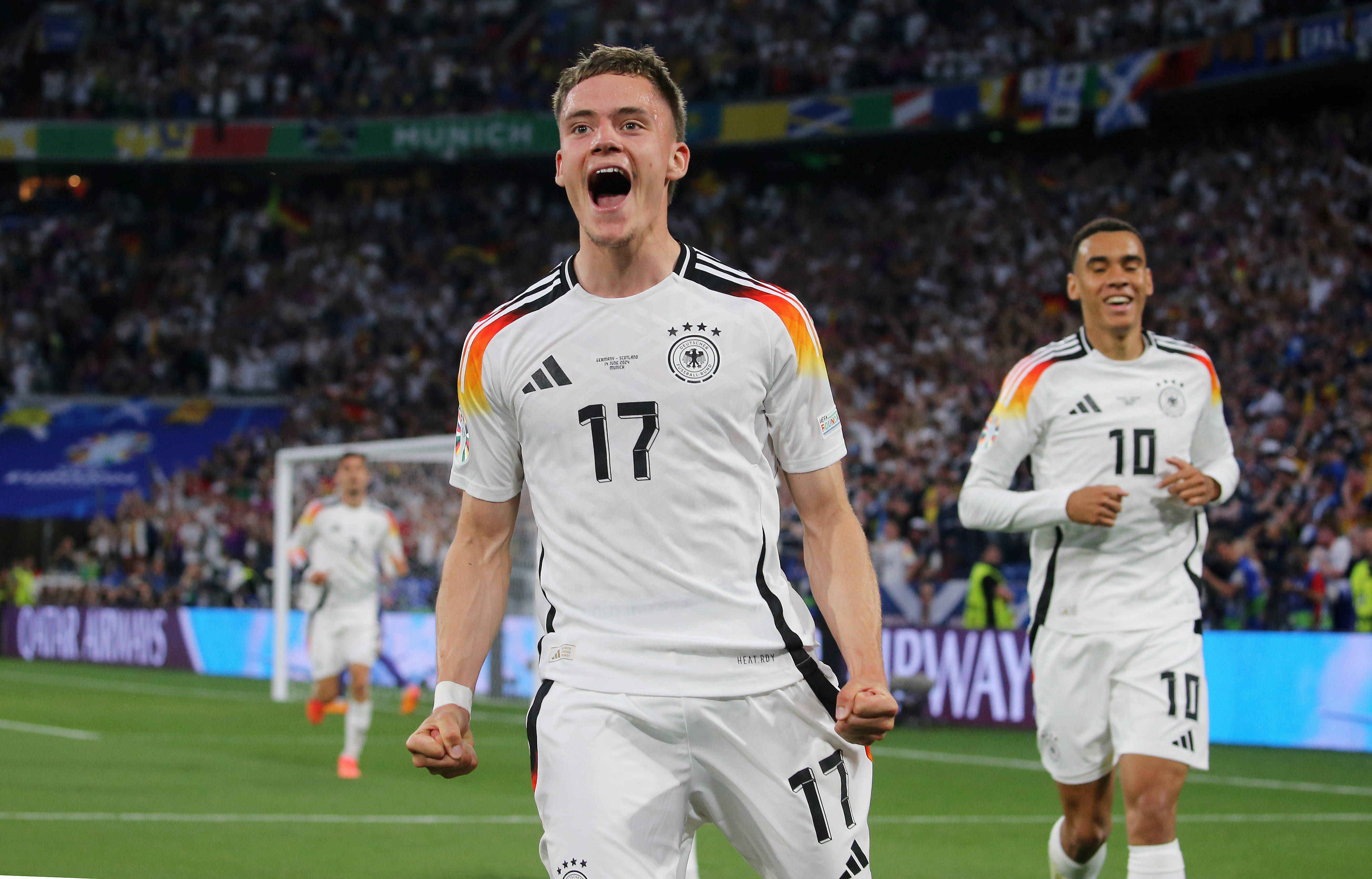 Florian Wirtz jubelt nach seinem EM Tor gegen Schottland