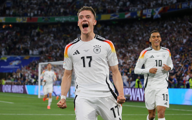 Florian Wirtz jubelt nach seinem EM Tor gegen Schottland