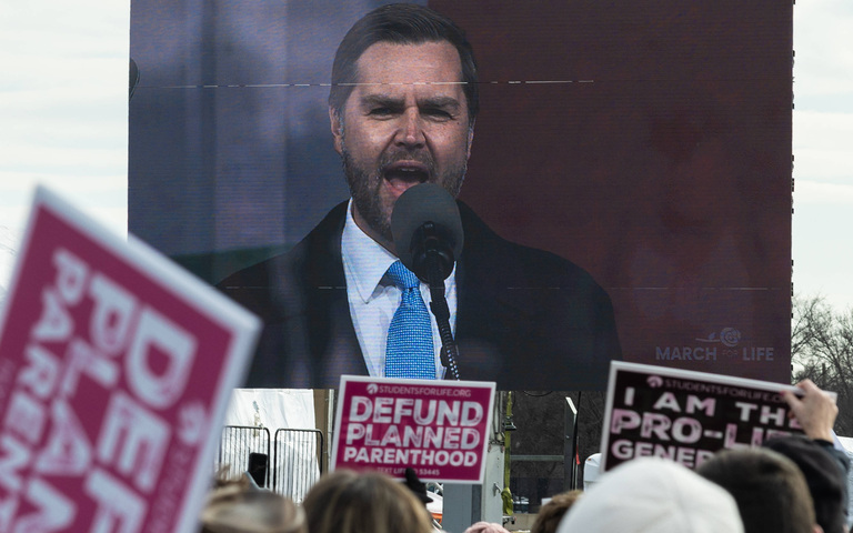 J.D. Vance hält eine Rede auf dem „Marsch für das Leben“ im Januar in Washington.