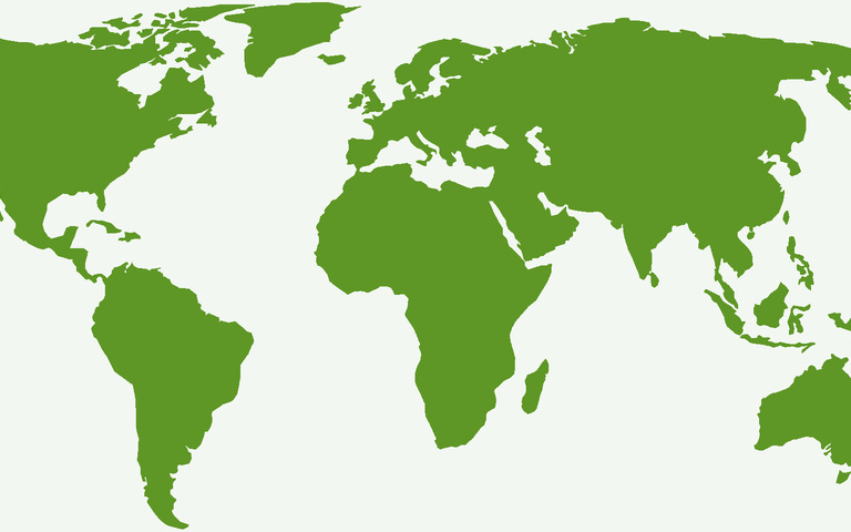Weltkarte in 1000plus-grün